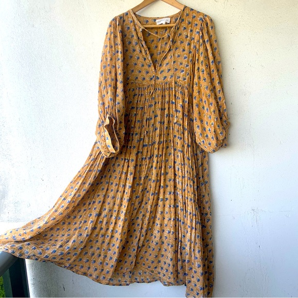Daughters of India Dresses & Skirts - Daughters of India Floral Mustard Dress